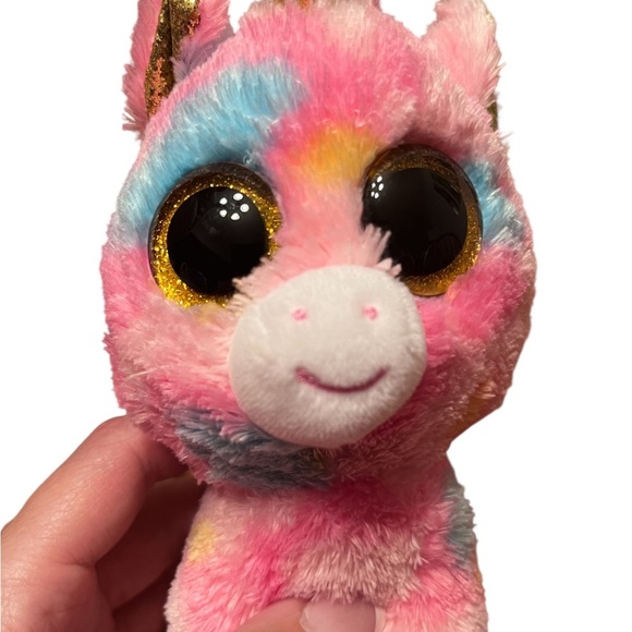 Ty Beanie Boo FANTASIA The Unicorn Glitter Eyes Large 16” Plush & 7” Baby Boo - Picture 7 of 7
